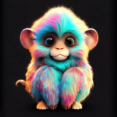 Obraz premium 3D furry forest animal with beautiful colors and white background. with Generative AI technology 