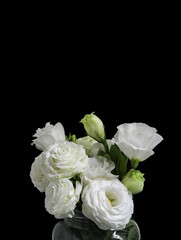 white flowers on black