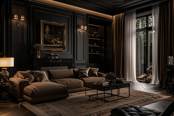 Luxury neo classic style home interior.
