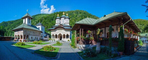 Summer day at Lainici Monastery in Romania