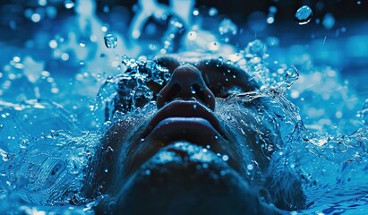 Man swimming in pool of water - obrazy, fototapety, plakaty