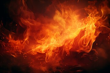 Fototapeta premium Fire flame on black background