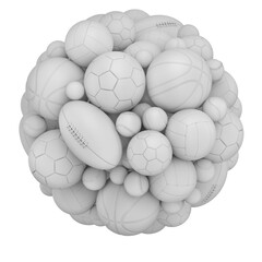 Clay render of sport balls isolated on white background - 3D illustration
 - obrazy, fototapety, plakaty