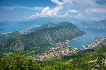 Panorama of Boka Kotorska bay in Montenegro