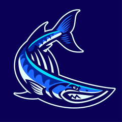 Barracuda Fish Sport Mascot Cartoon