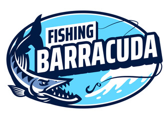 Fishing Barracuda Mascot Logo Design - obrazy, fototapety, plakaty