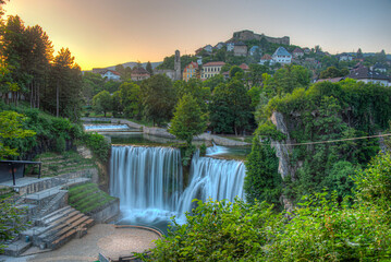 Sunset panorama of Bosnian town Jajce