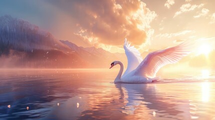 sunset in the lake nature ocean