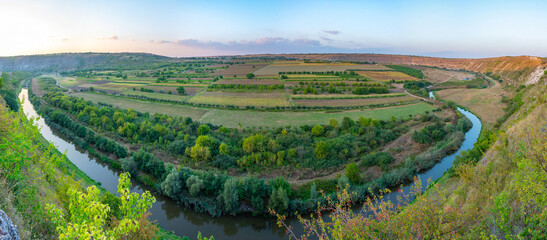 Sunset view of Orheiul Vechi National park in Moldova