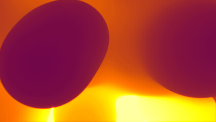 purple smooth gentle drops in space of gold orange bokeh light - abstract 3D rendering