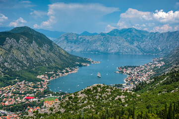 Fototapeta na wymiar Panorama of Boka Kotorska bay in Montenegro