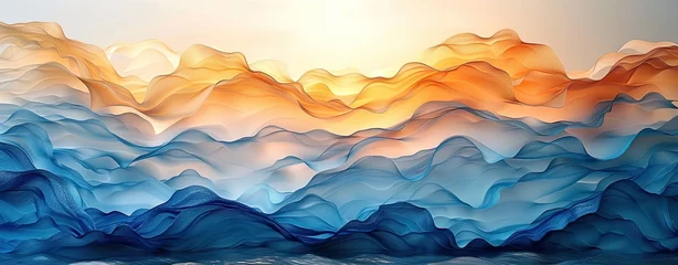 Foto op Plexiglas elegant abstract ocean wave background that combines blue and gold colors Generative AI © RedSSS