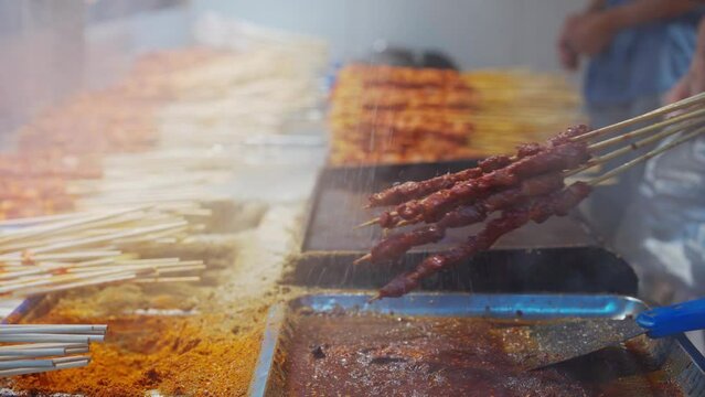 Traditional street food at local market in Chengdu, China