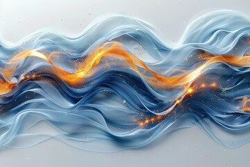 elegant abstract ocean wave background that combines blue and gold colors Generative AI