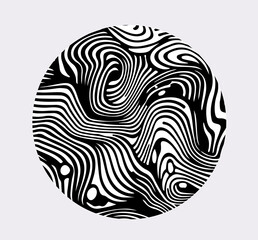 Abstract psychedelic black and white background with distorted lines and stains. - 779400008