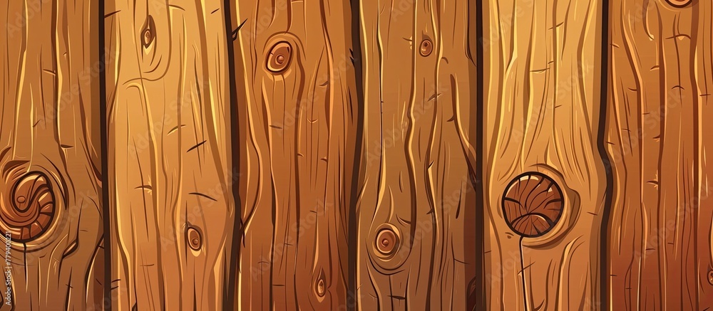 Wall mural an illustration of a brown hardwood plank flooring with a varnish and wood stain, showing a patterne