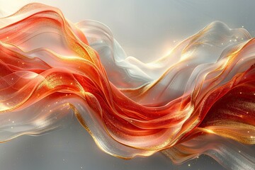 elegant abstract ocean wave background that combines red and gold colors Generative AI