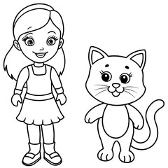 Cat and Girl vector