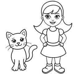 Cat and Girl vector