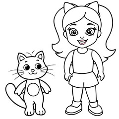 Cat and Girl vector
