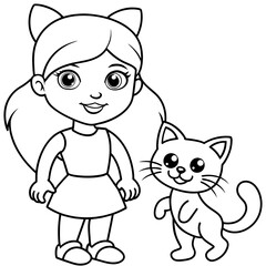 Cat and Girl vector