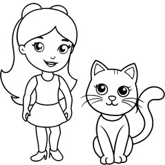 Cat and Girl vector