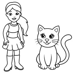 Cat and Girl vector