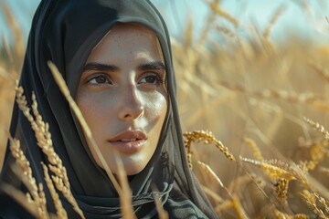 Serene Beauty Amidst Golden Wheat Field
