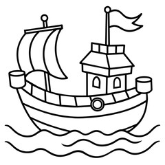 ship in a sea vector 