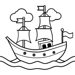 ship in a sea with cloud