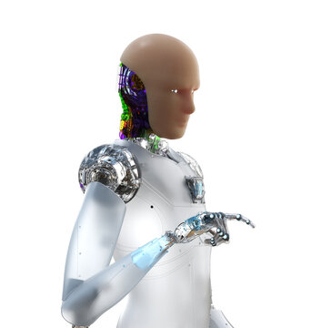 Artificial skin or human-like skin robot isolated on white