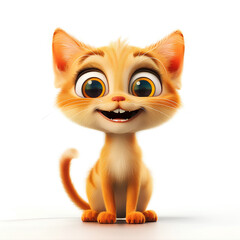 Fototapeta premium Exuberant Ginger Kitten, 3D Cartoon Model, Lively Playfulness
