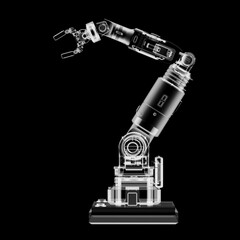 Ai robotic arm isolated on black background