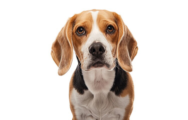 Beagle Dog Close-Up Portrait with Soulful Eyes on Transparent Background