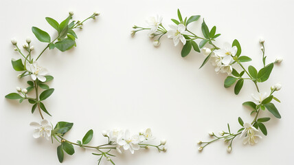Naklejka premium Infographic image of a jasmine garland with small flowers placed on the side and all on the white background