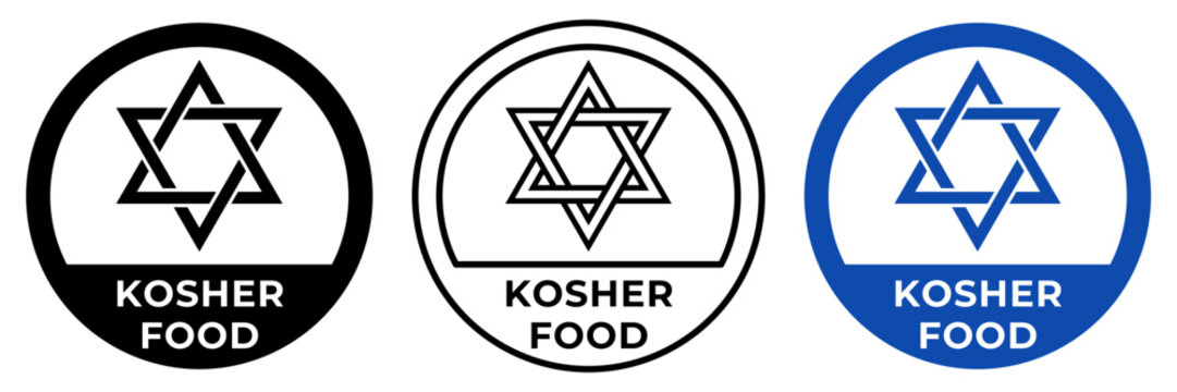 Kosher certified icon. David Star illustration for food isolated.