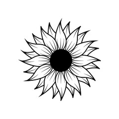 Black And White Sunflower Drawing Vector,This is only digital download file. No physical items will be sent you. This product  is great for cutting on Cricut, Silhouette and other cutting machines.