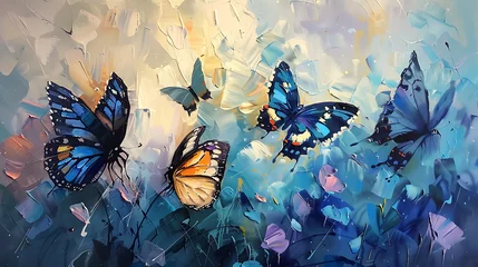 Foto op Plexiglas Butterfly oil painting, the beauty of beautiful insects with bright colors © DrPhatPhaw