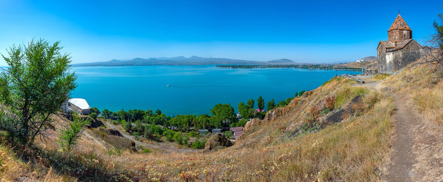 Sunny day at Sevanavank church in Armenia