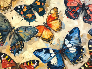 Butterfly oil painting, the beauty of beautiful insects with bright colors