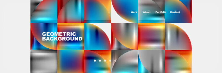 Fototapeta premium Round triangles and squares web site page template. Vector Illustration For Wallpaper, Banner, Background, Card, Book Illustration, landing page