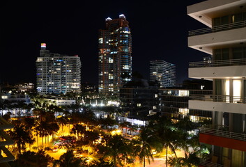 Night Scene in Miami South Beach, Florida