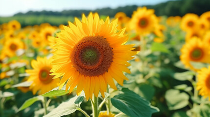 Obraz premium field of sunflowers high definition(hd) photographic creative image