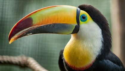 A close shot of a beautiful toucan