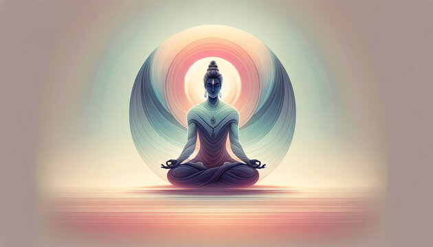 Illustration of a Yoga In The Lotus Position	