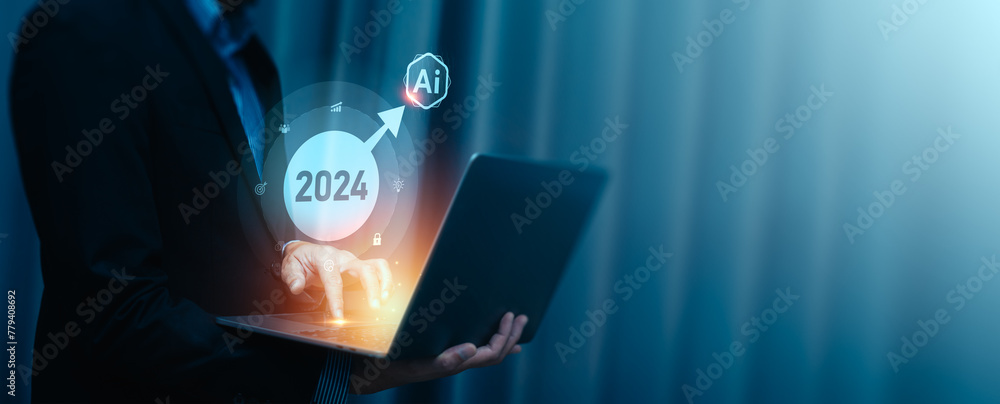 Aufkleber 2024 ai tech enhances businesses by processing data, improving decision-making, developing innovativ