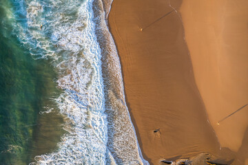 Aerial droe view of beautiful natural Cordoama beach in Portugal Atlantic coast - 779408610