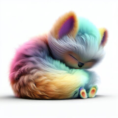 Fototapeta na wymiar 3D furry forest lion with beautiful colors and white backgroundwith Generative AI technology 