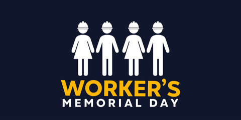 Workers Memorial Day. People icon. Great for cards, banners, posters, social media and more. Dark blue background. 
