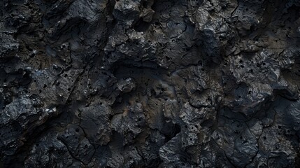 Fototapeta premium Dark volcanic rock surface displaying intricate textures and patterns near an active lava flow site during late afternoon light